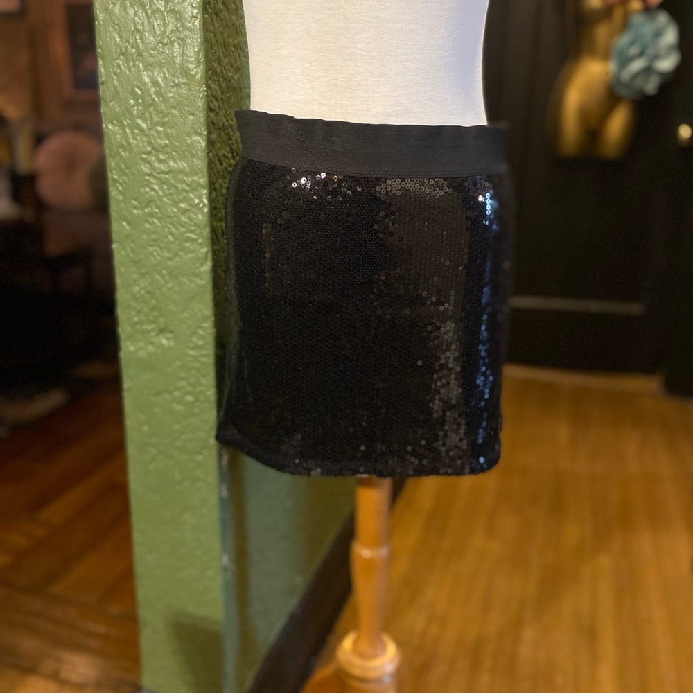 5th Culture Shimmering Black Mini Skirt